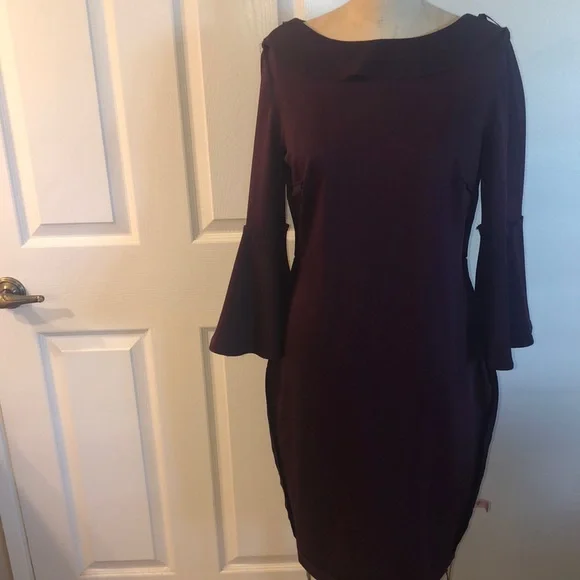 Classic ElegantCalvin Klein Burgundy Fall/Winter Dress - Picture 9 of 12